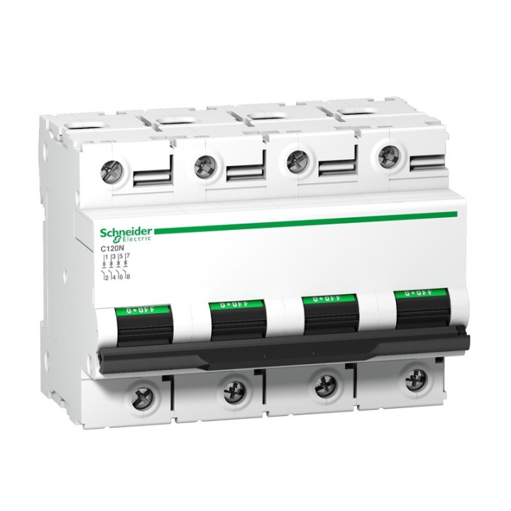 Schneider - Disjoncteur C120N - 4P - 63A - courbe D 10 kA - Réf : A9N18390