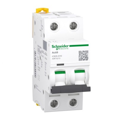 Schneider - Acti9 iC60N Disjoncteur 10A 2P courbe D 10kA 400V - A9F75210