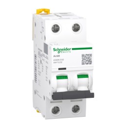 Schneider - Acti9 iC60N Disjoncteur 32A 2P courbe D 10kA 400V - Réf : A9F75232