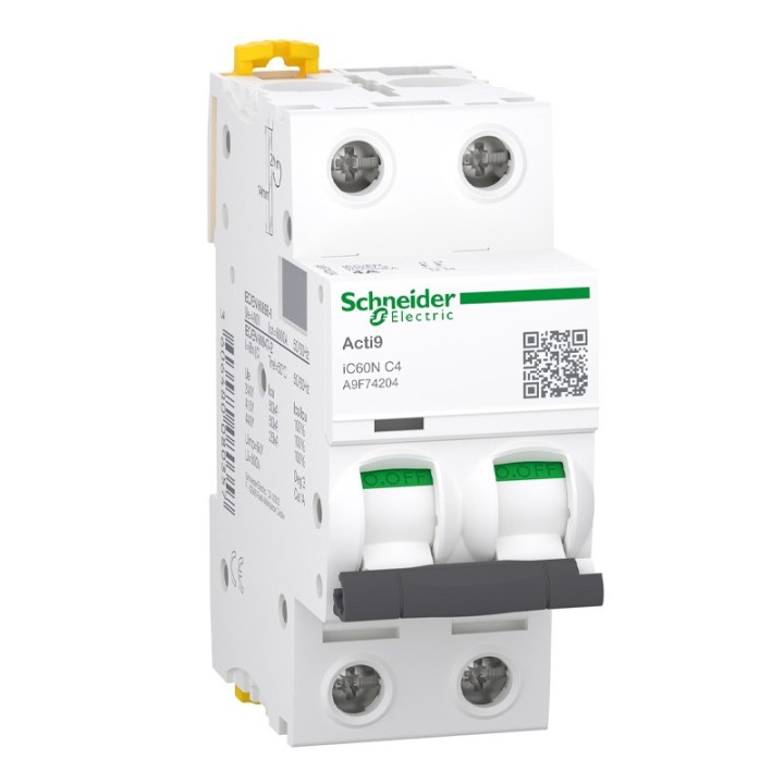 Schneider - Acti9 iC60N Disjoncteur 4A 2P courbe C 50kA 400V - A9F74204