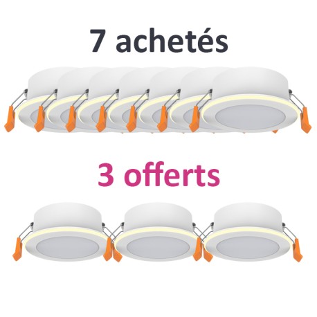 Krisane - 10 Spots LED CCT dont 3 GRATUITS - 6W - 3000-4000-6500K - avec bague lumineuse - Réf : KRI24080