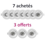 Krisane - 10 Spots LED Orientables dont 3 GRATUITS - 7W - 4000K Dimmable - faible profondeur - Réf : KRI24078