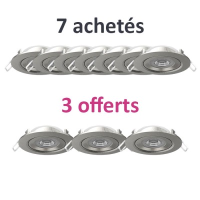Krisane - 10 Spots LED Orientables - 7W - 4000K Dimmable - faible profondeur - Réf : KRI24079