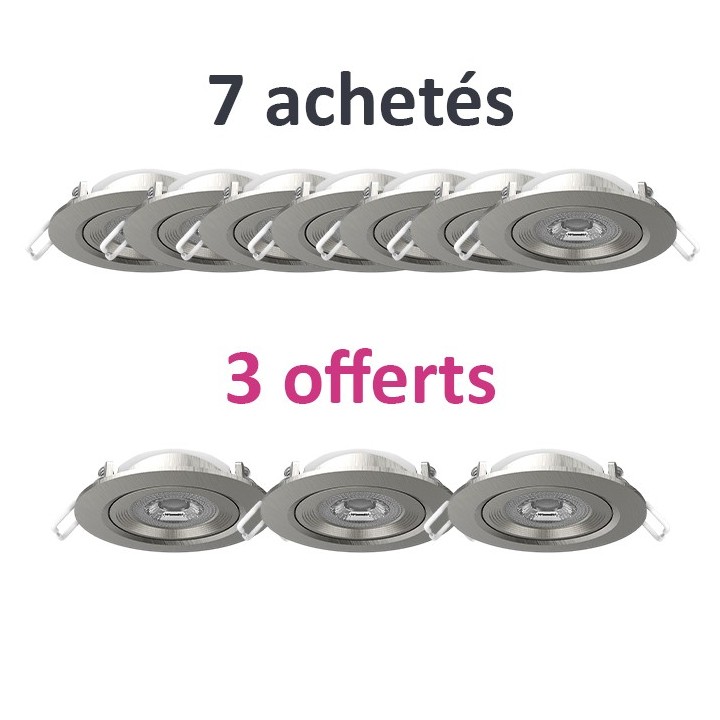 Krisane - 10 Spots LED Orientables - 7W - 4000K Dimmable - faible profondeur - Réf : KRI24079