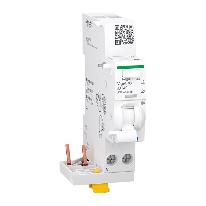 Schneider - Acti9 Active iDT40 module détecteur arc différentiel 30mA ASI 1PN 25A - Réf : A9TYA4625