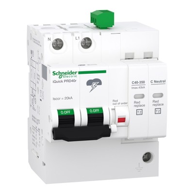 Schneider - Acti9 - Parafoudre iQuick PRD40r - 1P+N avec report de signalisation - Réf : A9L16292