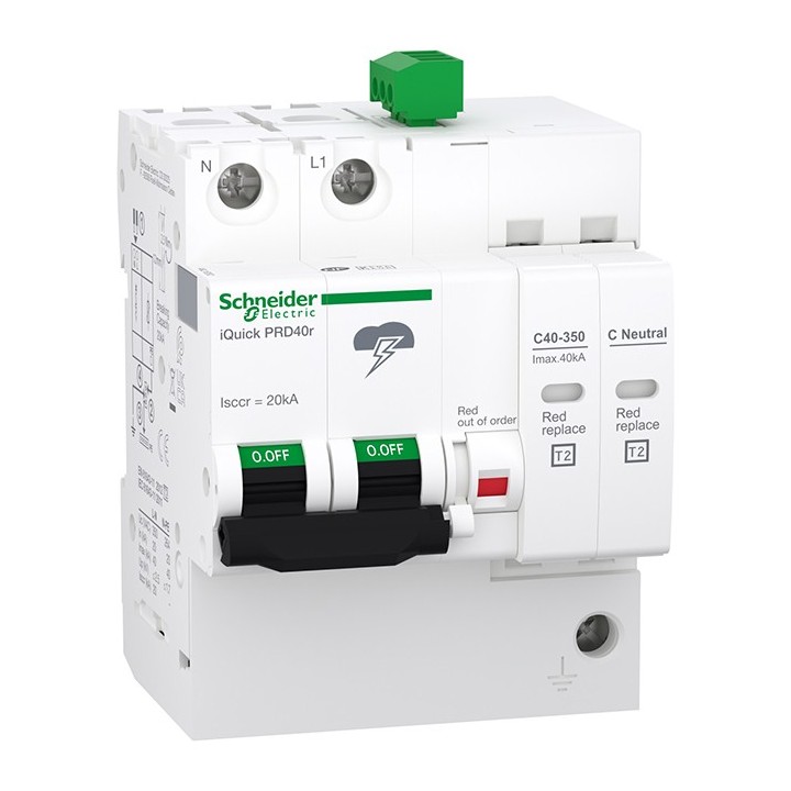 Schneider - Acti9 - Parafoudre iQuick PRD40r - 1P+N avec report de signalisation - Réf : A9L16292