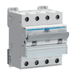 Hager - Disjoncteur différentiel - 4P - 6kA - Courbe C - 32A - 30mA - type A - Réf : ADM482C