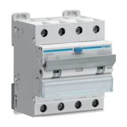 Hager - Disjoncteur différentiel - 4P - 6kA - Courbe C - 40A - 30mA - type A - Réf : ADM490C