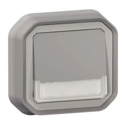 Legrand - Plexo - Bouton poussoir porte étiquette - complet encastré 10A - IP55 - gris - Réf : 069824L