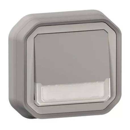 Legrand - Plexo - Bouton poussoir porte étiquette - complet encastré 10A - IP55 - gris - Réf : 069824L