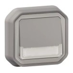 Legrand - Plexo - Bouton poussoir porte étiquette - complet encastré 10A - IP55 - gris - Réf : 069824L