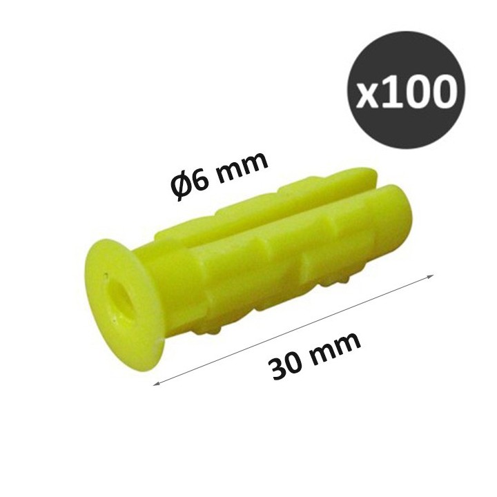 ING - Boite de 100 chevilles nylon tous matériaux Ø6mm x 30mm - Réf : A170350