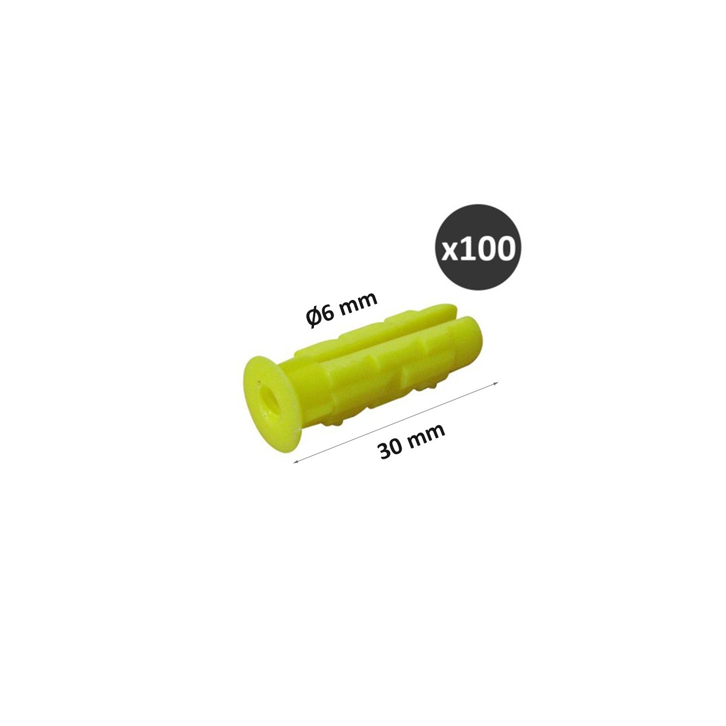ING - Boite de 100 chevilles nylon tous matériaux Ø6mm x 30mm - Réf ...