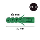 ING - Cheville secur Ø6mm x longueur 30 mm - Boîte de 100 - Réf : INGA170010