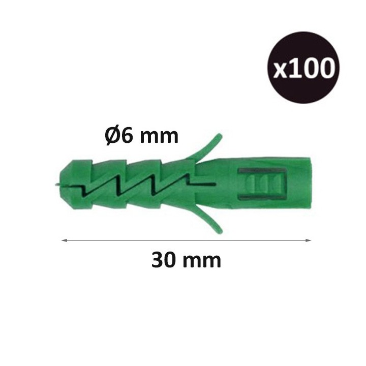ING - Cheville secur Ø6mm x longueur 30 mm - Boîte de 100 - Réf : INGA170010