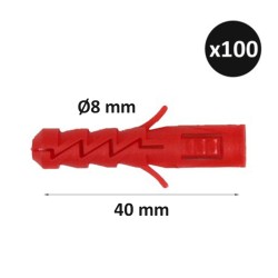 ING - Cheville secur Ø8mm x longueur 40 mm - Boîte de 100 - Réf : INGA170030