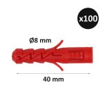 ING - Cheville secur Ø8mm x longueur 40 mm - Boîte de 100 - Réf : INGA170030