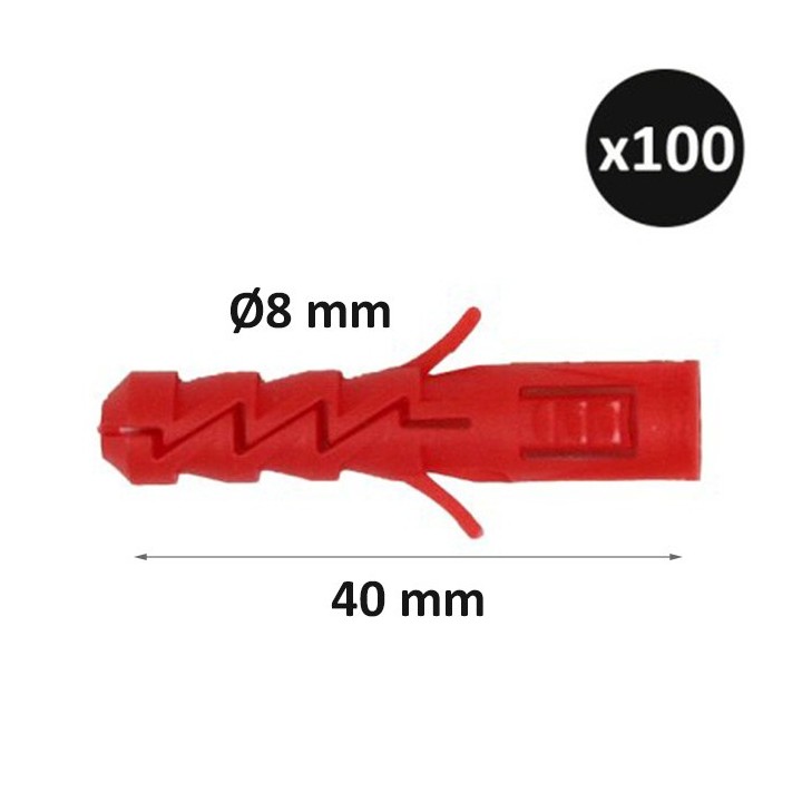 ING - Cheville secur Ø8mm x longueur 40 mm - Boîte de 100 - Réf : INGA170030