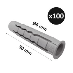 ING - Cheville polyvalente IXE Ø6mm x longueur 30mm - Boîte de 100 - Réf : INGA170212