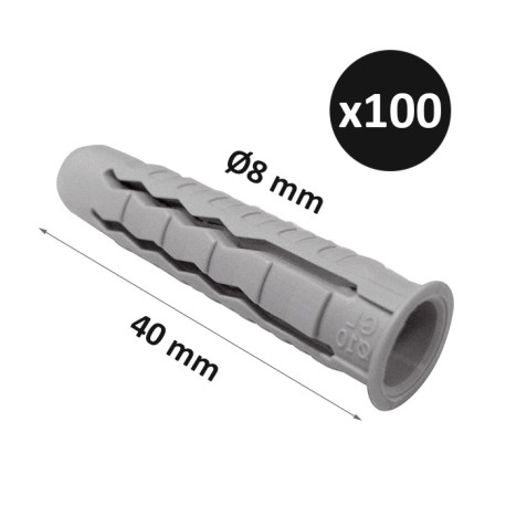 ING - Cheville polyvalente IXE Ø8mm x longueur 40mm - Boîte de 100 - Réf : INGA170214