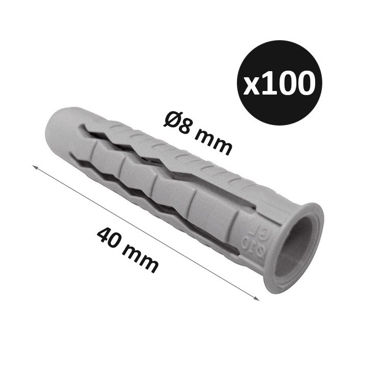 ING - Cheville polyvalente IXE Ø8mm x longueur 40mm - Boîte de 100 - Réf : INGA170214