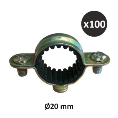 ING - Collier sanitaire simple isolé pour fixation de tuyauteries - ∅20 mm - Boîte de 100 - Réf : INGA501540