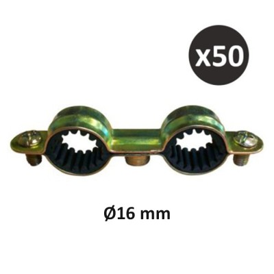 ING - Collier sanitaire double isolé pour fixation de tuyauteries - ∅16 mm - Boîte de 50 - Réf : INGA501830