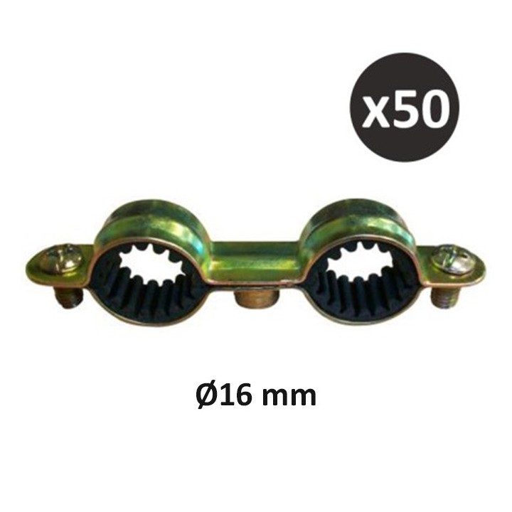 ING - Collier sanitaire double isolé pour fixation de tuyauteries - ∅16 mm - Boîte de 50 - Réf : INGA501830
