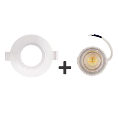 Krisane - Kit Spot LED CCT 3000/4000/6500K°- 7W - Ø47 mm et collerette blanche fixe - IP54 - Réf : KRI24174-21