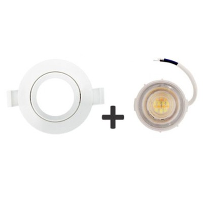 Krisane - Kit Spot LED CCT 3000/4000/6500K°- 7W - Ø47 mm et collerette blanche orientable - IP54 - Réf : KRI24174-22