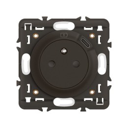 Legrand Céliane - Prise Surface avec prise USB Type-C intégré avec support et enjoliveur Noir- Réf : CN0140