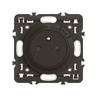 Legrand Céliane - Prise Surface avec prise USB Type-C intégré avec support et enjoliveur Noir- Réf : CN0140