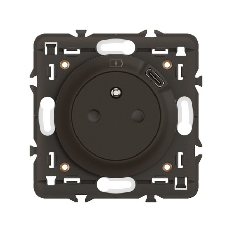 Legrand Céliane - Prise Surface avec prise USB Type-C intégré avec support et enjoliveur Noir- Réf : CN0140
