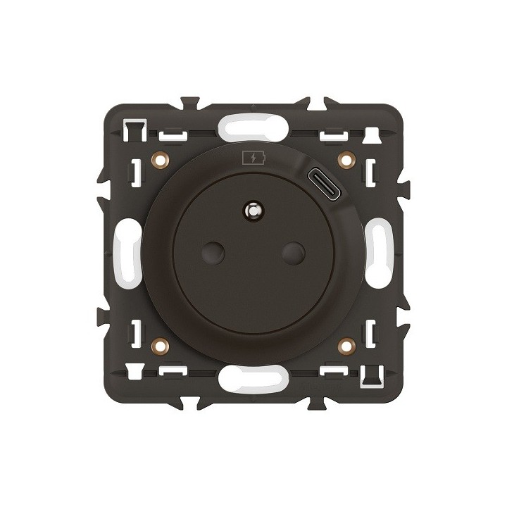 Legrand Céliane - Prise Surface avec prise USB Type-C intégré avec support et enjoliveur Noir- Réf : CN0140