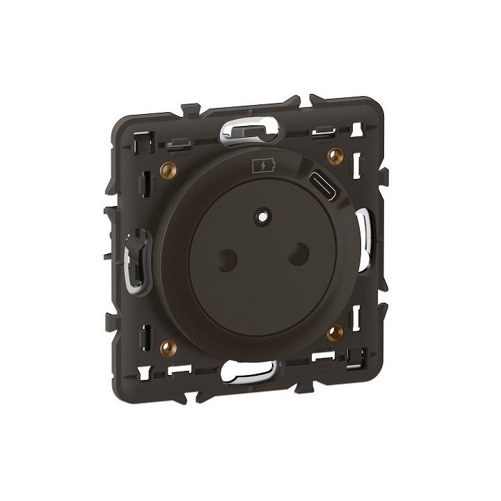 Legrand Céliane - Prise Surface avec prise USB Type-C intégré avec support et enjoliveur Noir- Réf : CN0140