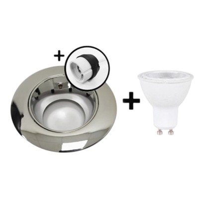 KIT Spot encastré - orientable - 3000k - rond - chrome brillant - LED 5W - Réf : KRI30012