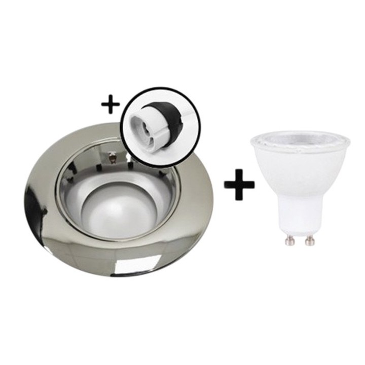 KIT Spot encastré - orientable - 3000k - rond - chrome brillant - LED 5W - Réf : KRI30012