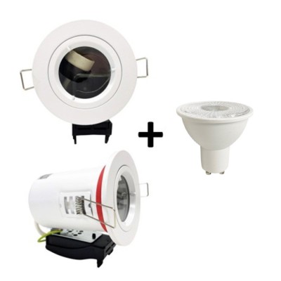 KIT Spot encastré - fixe - recouvrable - 3000k - 1/4 de tour - IP65 - blanc - LED 5W - Réf : KRI30029
