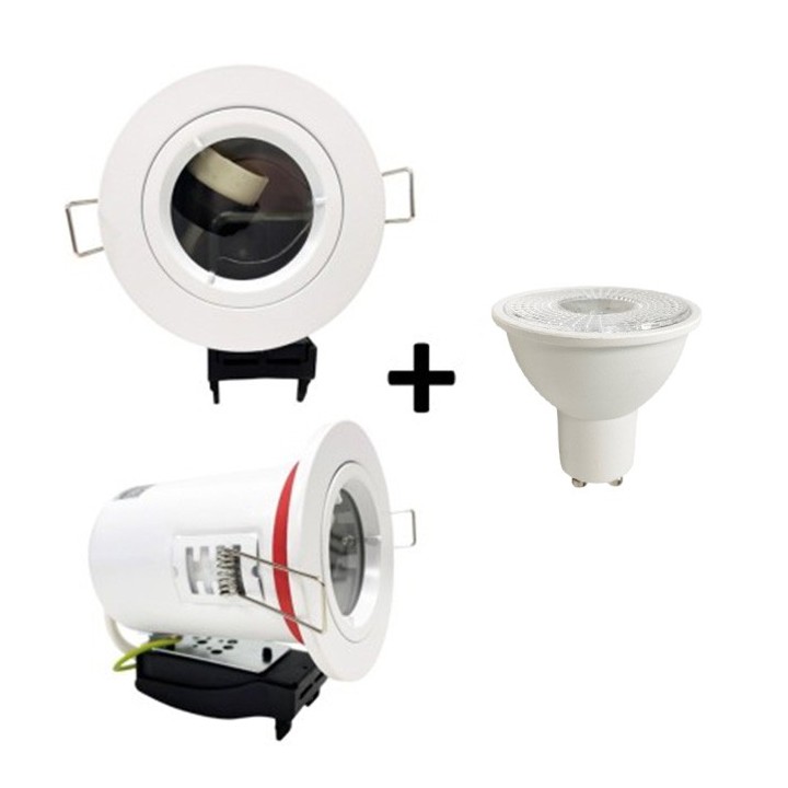 KIT Spot encastré - fixe - recouvrable - 3000k - 1/4 de tour - IP65 - blanc - LED 5W - Réf : KRI30029