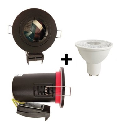KIT Spot encastré - fixe - recouvrable - 3000k - 1/4 de tour - IP65 - noir - LED 5W - Réf : KRI30049