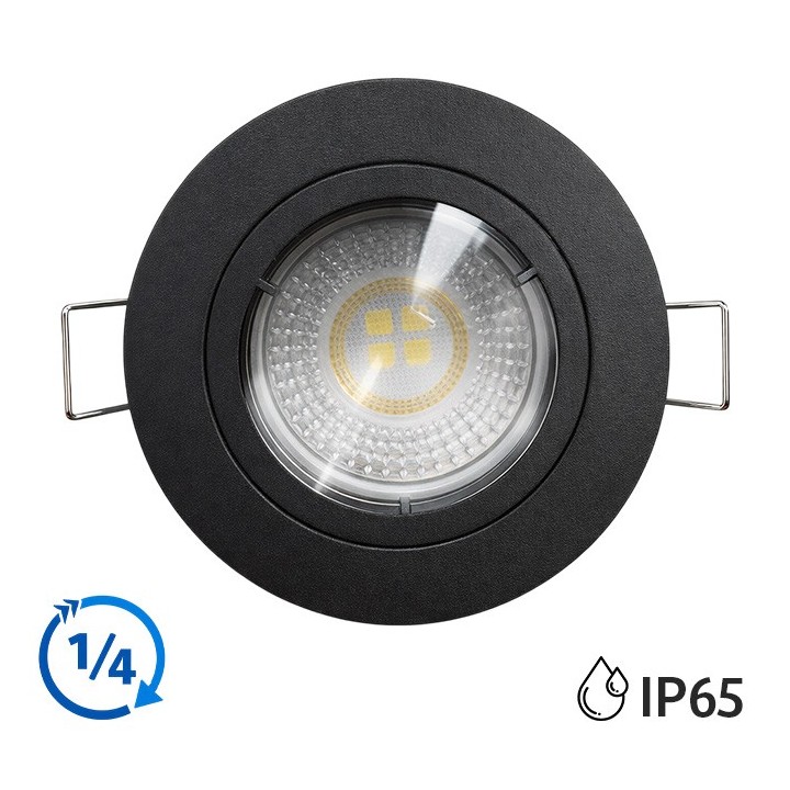 KIT Spot encastré - fixe - recouvrable - 3000k - 1/4 de tour - IP65 - noir - LED 5W - Réf : KRI30049