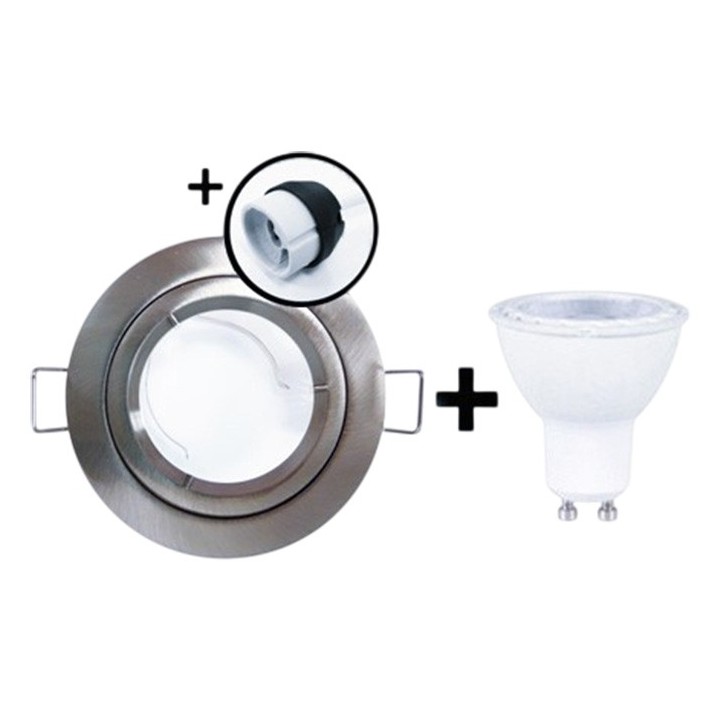 KIT Spot encastré - 1/4 tour - 3000k - IP 44 - fixe - blanc - LED 5W - Réf : KRI30035
