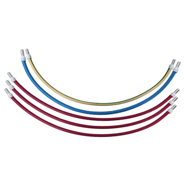 Lot de 5 cordons pour raccordement parafoudre Tétra - 16mm² - 40cm - 3 rouges - 1 bleu - 1 vert/jaune - Réf : VRHTRI40-L