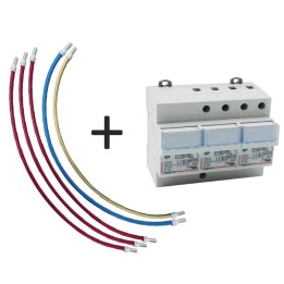 Kit Parafoudre + 5 cordons de raccordement - 16mm² - 40cm - 3 Rouges - 1 bleu - 1 vert/jaune - Réf : VRHTRI40-L-003953