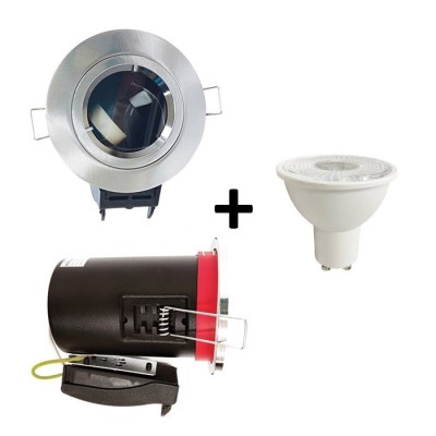 KIT Spot encastré - fixe - recouvrable - 3000k - 1/4 de tour - IP65 - aluminium - LED 5W - Réf : KRI30039