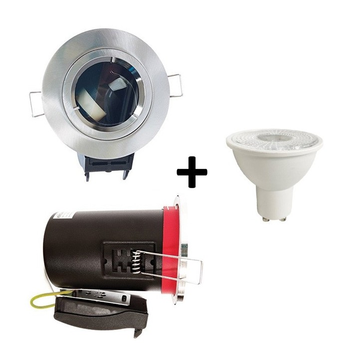 KIT Spot encastré - fixe - recouvrable - 3000k - 1/4 de tour - IP65 - aluminium - LED 5W - Réf : KRI30039