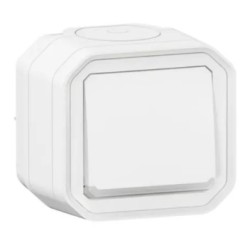 Legrand - Poussoir NO lumineux avec voyant Plexo 10A IP55 livré complet pour fixation en saillie - blanc - Réf : 069762L