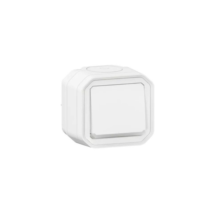 Legrand - Poussoir NO lumineux avec voyant Plexo 10A IP55 livré complet pour fixation en saillie - blanc - Réf : 069762L