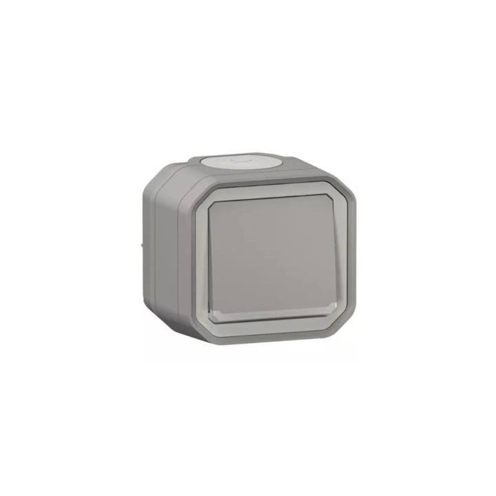Legrand - Plexo - Poussoir NO lumineux 10A complet IP55 saillie - gris - Réf : 069722L